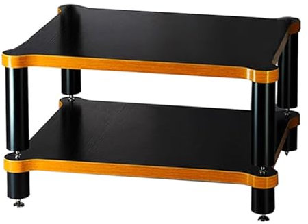 Easnuroz Étagère HiFi 2/3/4 Niveaux Support HiFi En MDF for Tourne-disque Étagère HiFi Audiovisuelle, Plateau Audio Au Sol, Meuble TV for Ampli AV, Platine Vinyle, Sky Box, Imprimante(Black-A,60*28*48