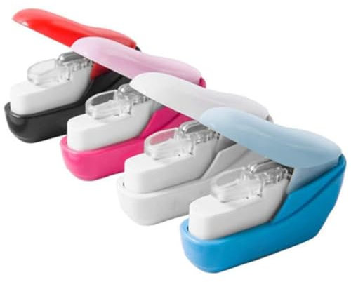 Kleines Heftgerät ohne Heftklammern, kompakt, tragbar, kinderfreundlich, 8 Blatt Kapazität, für Schule, Büro, Zuhause