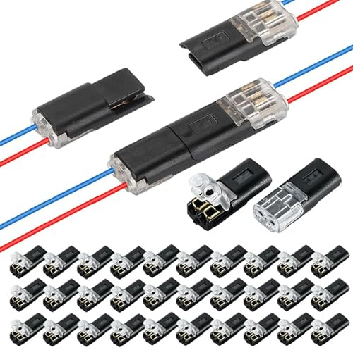 100/200 Pezzi Elementi Fissaggio A Clip Rapida, Connettore A Doppia Spina, Connettore Per Cavi Bassa Tensione Con Fibbia Bloccaggio, Blocchi A Scatto Multiuso Per Strisce Luminose DIY(200PCS)