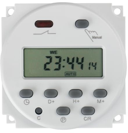 BAOMAIN CN101A, 220VAC 16A, Fuente de Alimentación Digital LCD Interruptor Temporizador Programable, Interruptor Relé de Tiempo Soporta 17 Veces Programa Diario y Semanal