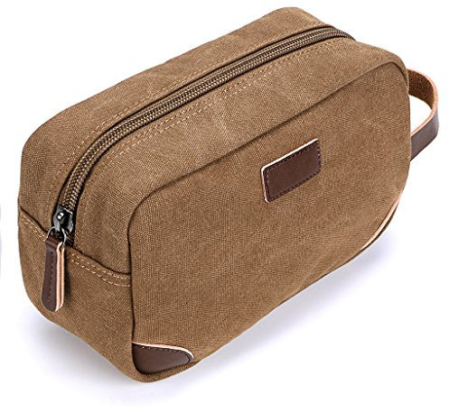 IGNPION Travel Kosmetiktasche Unisex Kulturbeutel Vintage PU Canvas kompakte Reise bilden Rasur Dopp Kit mit Griff