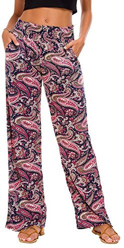 Urban GoCo Damen Boho Weite Bein Palazzo Hose (#6, M)