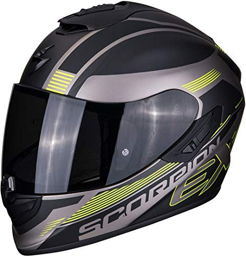 Scorpion Motorradhelm EXO-1400 AIR FREE Matt Titanium-Black-Neon yellow, Schwarz/Gelb, S
