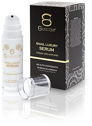 Suavitas Snail Luxury Serum – Anti-Falten mit hohem Gehalt an Schneckenschleim und Hyaluronsäure, mit Peptiden von Schlangengift, Arginin und Diamanten, Gesichts- und Halsfalten Serum, Lifting-Effekt