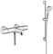 Hansgrohe Ensemble Mitigeur Thermostatique de Baignoire Ecostat 1001 CL avec Ensemble Barre de Douche 65cm Crometta Vario Douchette 2 Jets et Flexible ComfortFlex 1,60m