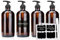 Botes para Gel y Champú - 4 x 500 ml Ámbar Botes Dispensadores Plástico con Etiqueta para Rotular y Bolígrafo - Botes Baño Rellenables para Champú, Gel de Ducha o Jabón de Manos