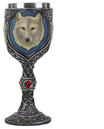 VOANZO Resin Metal Wolf Skull Goblet Retro Gothic Cocktail Cup Wolf Whiskey Cup For Party Bar Drinkware