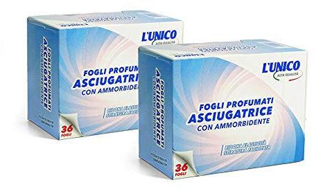 FOGLI PROFUMATI ASCIUGATRICE CON AMMORBIDENTE 72 FOGLI (2 CONF. x 36 FOGLI)