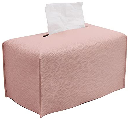 Livelab Housse de boîte à mouchoirs rectangulaire moderne en cuir synthétique pour comptoir de coiffeuse, tables de nuit, salon, bureau et voiture 24,1 x 12,7 x 12,7 cm | Rose
