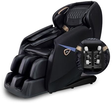 vComfort - 3D Full Body Shiatsu Zero Gravity Massage Chair with SL Track, Massage Chair Full Body - Rollers for Back, Neck, Shoulders, Foot & Calf, Airbags Massage, Heating, TROK - Black