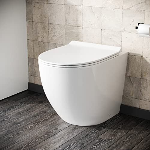 Nes Home Rimless Round Back to Wall Pan with Soft Close Toilet Seat