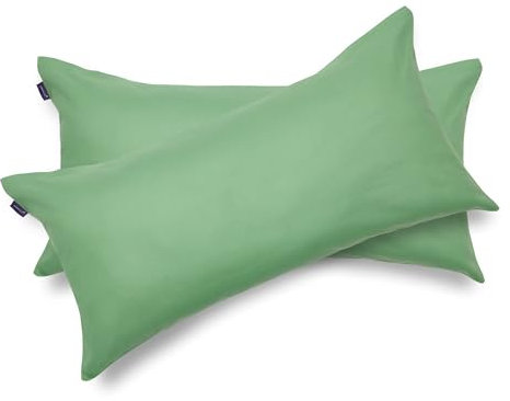 BRIELLE Kissenbezüge aus 100% Baumwolle 40 x 80 cm, Olivgrün - 2er Set - Biber Baumwoll-Kissenbezüge mit verdecktem Reißverschluss, superweich und pflegeleicht