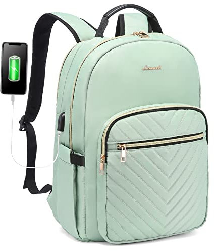 LOVEVOOK Laptop Backpack for Women 15.6 Inch, Womens Backpacks for Work Business Travel School College With USB Charging Port, Lightweight Back Pack Computer Rucksack-Mint Green