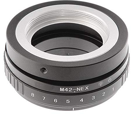 Hersmay M42-NEX Tilt-Shift 360° Objektivadapter für M42 Mount Objektiv auf E-Mount für Sony NEX5 NEX-F3 A6000 A6100 A6300 A6400 A6500 A6600 A5000 A5100 A3500 Alpha A7 A7R A7S II III IV A9 DSLR Kamera