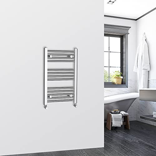 Warmehaus 700x400mm Chrome Bathroom Heated Towel Rail Radiator Straight Ladder Style Towel Warmer
