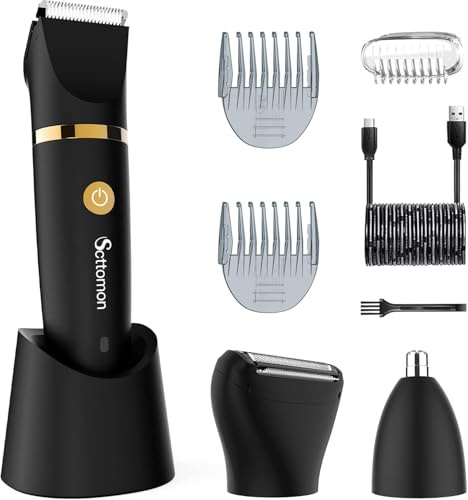 Scttomon Tondeuse électrique 3 en 1 pour homme - Rasoir pour le corps - Tondeuse sous la taille - Tondeuse de nez étanche sans fil