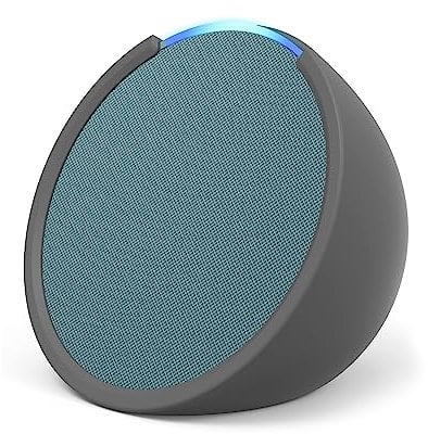 Echo Pop | Kompakter und smarter Bluetooth-Lautsprecher mit vollem Klang und Alexa | Blaugrün + „Made for Amazon“: Sleeve für Echo Pop (2023er Version), Grau