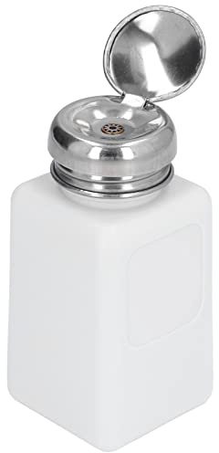 gernie 200 Ml Push-Down-Alkoholspender, Pumpflasche, Methanolbehälter, ESD-sicherer, Antistatischer Lösungsmittelspender mit Edelstahl-Presskopf, für Aceton, IPA-Lösungsmittel (WHITE)