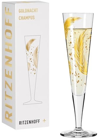 Ritzenhoff 1071042 Flûte à champagne 200 ml - Série Goldnacht n° 42, Lot de 2 - Pièce de designer avec or véritable - Made in Germany