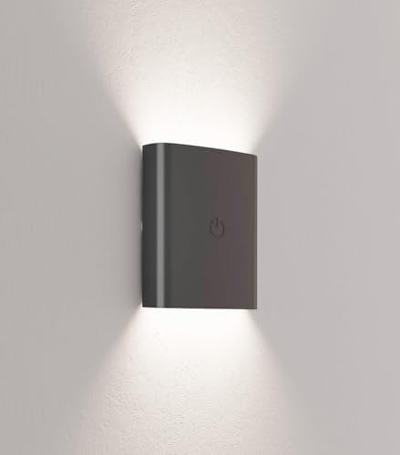 Northpoint LED Batterie Wandleuchte indierekte Beleuchtung batteriebetrieben für Innen und Außen mit Touch Taste grau