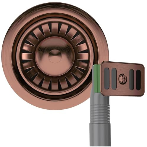 Liquida SWO2CP Satin Copper Kitchen Sink Basket Strainer Waste with Overflow