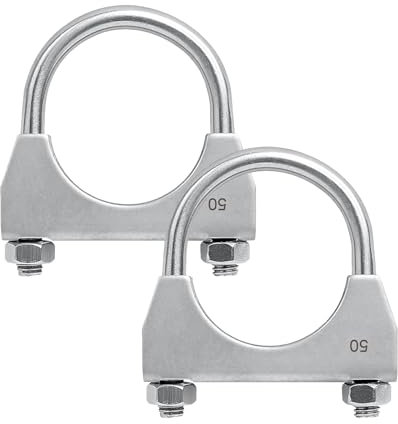 2 Pièces de Collier D'échappement, ø50 mm Collier de Serrage, Collier de Serrage pour Tuyau D'échappement en Acier Inoxydable, pour pot D'échappement en Forme de U, Raccordements de Tuyaux