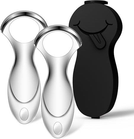 RONAVO Zungenschaber mit Reiseetui Zungenreiniger, Metall Tongue Scraper Cleaner Männer und Frauen Zungenbürste bannt mundgeruch und pflegt mundhygiene