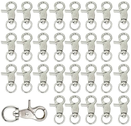 Allazone 30 Stück Trigger Karabinerhaken, Drehbarer Karabinerhaken, Drehbare Clips aus Metall Karabiner Verschluss für Hundeleine, Kameragurte, Käfige