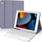 iPad 9 Generation Hülle mit Tastatur 10,2 Zoll für iPad 9/8/7 Gen - 7 Farben Beleuchtete Kabellose Abnehmbare mit Touchpad, Flexibles TPU Hülle mit Stifthalter, Deutsch (Lavendelviolett-Touchpad)