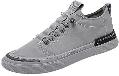 Scarpe da ginnastica da uomo con lacci, in tela, estive, impermeabili, da uomo, stivali da lavoro leggeri, leggeri per tutte le stagioni, camminate durevoli, escursioni traspiranti, Grigio, 43 EU