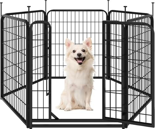 Yaheetech Welpenlaufstall 6-teilig 80cm, Hundeauslauf Einteilige Verriegelung, Verbindungsstangen mit rundem Kopf, Faltbare Freilaufgehege für Hunde Wohnung und Garten, Aufbau werkzeugfrei