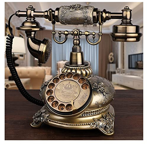 Europeisk Antik Telefon Fast Telefon Hem Retro Telefon Skivspelare Mode Telefon Gammaldags Trådlös Kort, Trådbunden Telefon Med Återuppringning För Hemmet, Roterande D