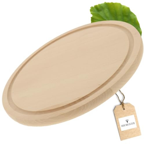 HOFMEISTER® Schneidebrett mit Saftrille aus Holz, 25 cm, schont hochwertige Klingen, verrutscht nicht, antibakterielle Eigenschaften