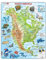 Larsen Puzzle North America Jigsaw, Ages 6+, Topographic Map Puzzle, Learn Geography, Animal Figures, Tray & Frame, 66 pcs, Educational Gift