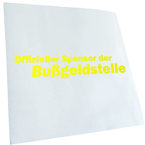 Kiwistar - Autoaufkleber - Neongelb - 20x4cm Sponsor der Bußgeldstelle - Heckscheibe Auto Aufkleber wetterfest für Kfz LKW Mofa Truck - Sticker außen selbstklebend Tuning Zubehör für Fenster Fahrzeug