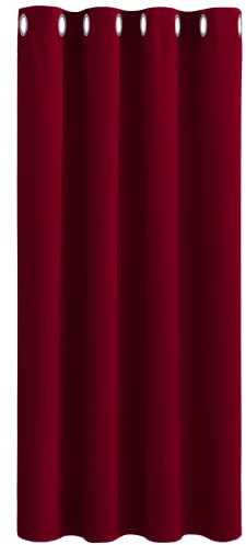 PONY DANCE Kinderzimmer Gardinen Blickdicht Thermo Vorhänge gegen Hitze Blackout Curtain mit Ösen Kurze Verdunkelungsvorhang 1 Stück H 158 x B 132 cm, Rot