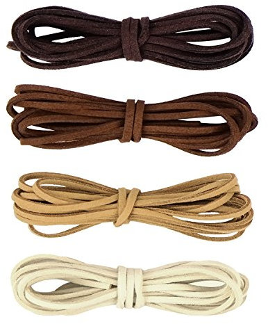 Whaline 2mm x 2m Leather Cord String for Bracelet Necklace Beading DIY Jewelry Handmade Crafts, 4 Pieces, 4 Colors