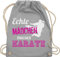 Turnbeutel Rucksack - Kampfsport - Echte Mädchen machen Karate - Unisize - Hellgrau - sport taschen beutel stoff turn tasche sportrucksack kinder baumwolle baumwoll kordel turnen mit geschenk