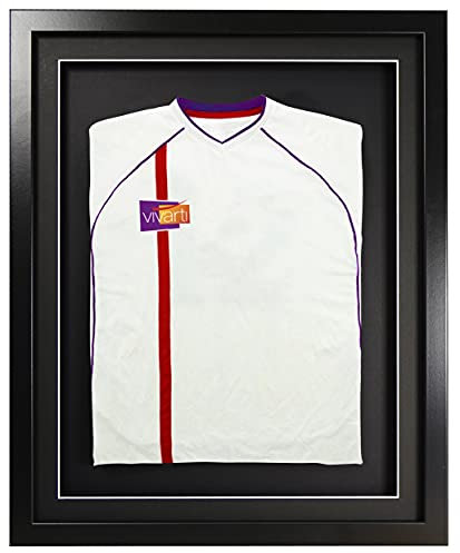 Vivarti DIY Infant 3D Mounted Sports Display Frame - Football, Rugby, Band T-Shirt Shadow Box - 40 x 50cm - Black Frame, Mount, Backing Card