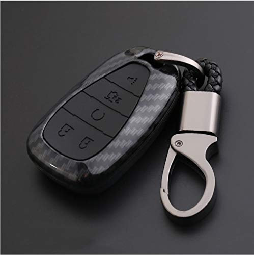 ontto Coque de clé de Voiture pour Chevrolet Malibu Camaro Cruze Spark Equinox Sonic Volt Bolt 2019 - en Plastique - avec Porte-clés - Fibre de Carbone - Noir