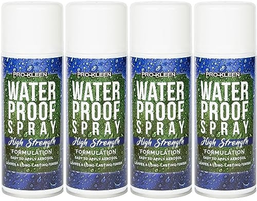 Pro-Kleen Fabric Waterproof Protector Spray - Repels Water and Oil for Clothing, Carpets, Backpacks, Tents and More - Leaves a Long-lasting and Invisible Finish (4 x 400ml)