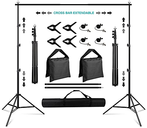 Backdrop Stand 8.5×10ft, SEDGEWIN Adjustable Photography Background Support System Kit for Photo Video Studio Screen with Carry Bag,spring Clamps Backdrop Muslin Clip Holder