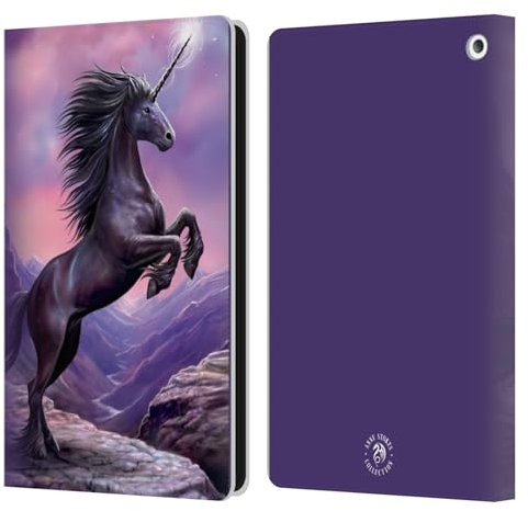Head Case Designs Officially Licensed Anne Stokes Black Unicorn Mythical Creatures Leather Wallet Case Compatible With Fire HD 8/Fire HD 8 Plus 2020