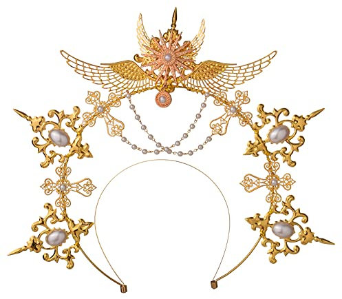 BLESSUME Halo Stirnband Frauen Cosplay Halloween Zubehör (Gold 6)