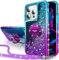 Silverback for iPhone 14 Pro Case, Moving Liquid Holographic Glitter Case With Kickstand, Women Girls Bling Diamond Ring Shockproof Protective Cover for iPhone 14 Pro 5G 6.1''- Purple