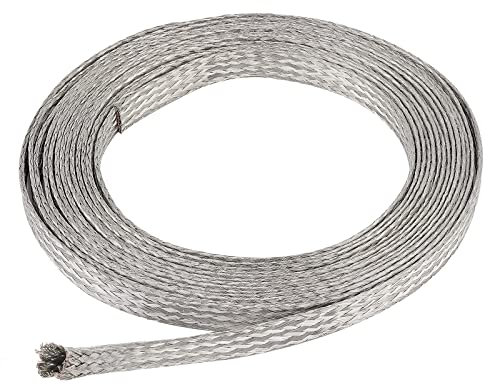 BENECREAT Alambre de cobre estañado trenzado plano de 4 mx9 mm, alambre trenzado de metal para poner a tierra y reducir el ruido, 1 mm de grosor