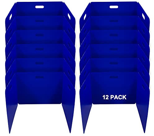 Privacy Shields Schreibtischteiler aus Kunststoff, leicht zu desinfizieren, tragbar, wiederverwendbar, 12 Stück, Blau, 12 Stück