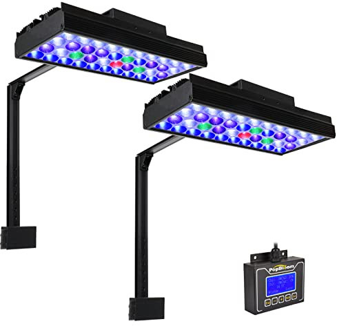 2PCS PopBloom Led Aquarium Beleuchtung 200w, Meerwasser Aquarium led volles Spectrum für 80-120CM Reef Coral SPS/LPS Aquarium Turing30