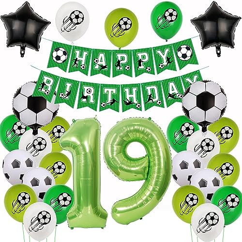 19. Fußball Geburtstag Deko,Fussball Luftballon 19. Geburtstag, Fußball 19 Geburtstag Deko Grün,19 Jahr Luftballons Fußball Deko, Fussball Helium Ballon 19 Geburtstag Junge,Ballon 19. Geburtstag