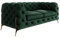S-Style Möbel Milton Chesterfield Sofa 2-Sitzer 2er Couch Wohnzimmer Möbel Freistehend mit Metallfüßen 185x100x73 cm Flaschengrün